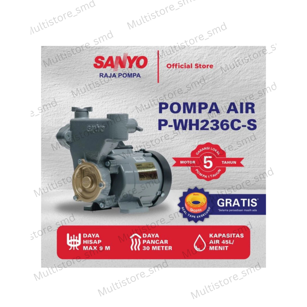 SANYO Pompa Air Sumur Dangkal SANYO PWH236C — Tidak Otomatis