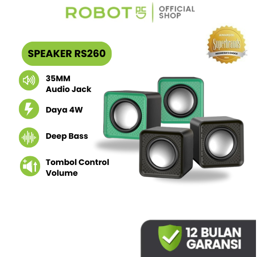 ROBOT Speaker Komputer Stereo USB Desain Kecil Suara Bass Ukuran Ringkas Untuk Desktop atau Laptop -