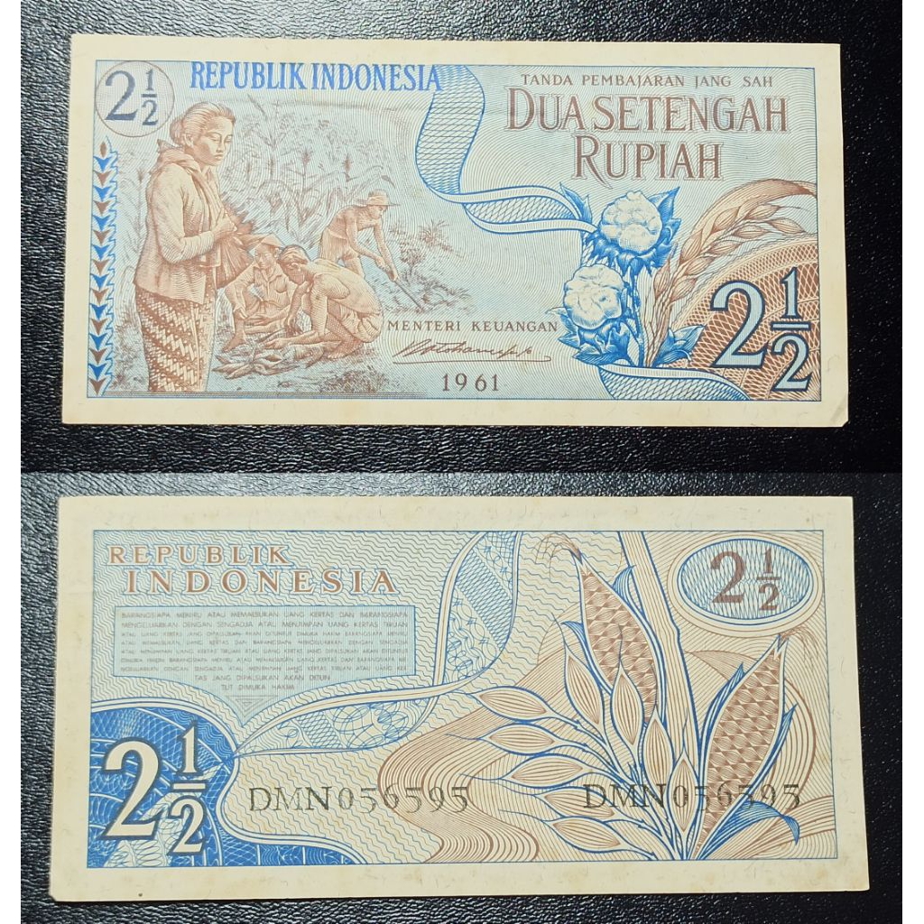 uang kuno Indonesia 2½ rp rahun 1961 p2228