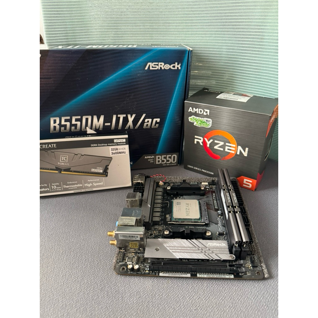 Paket Mini ITX AMD AM4 Asrock B550M-ITX & RAM Team DDR4 32GB 3600Mhz