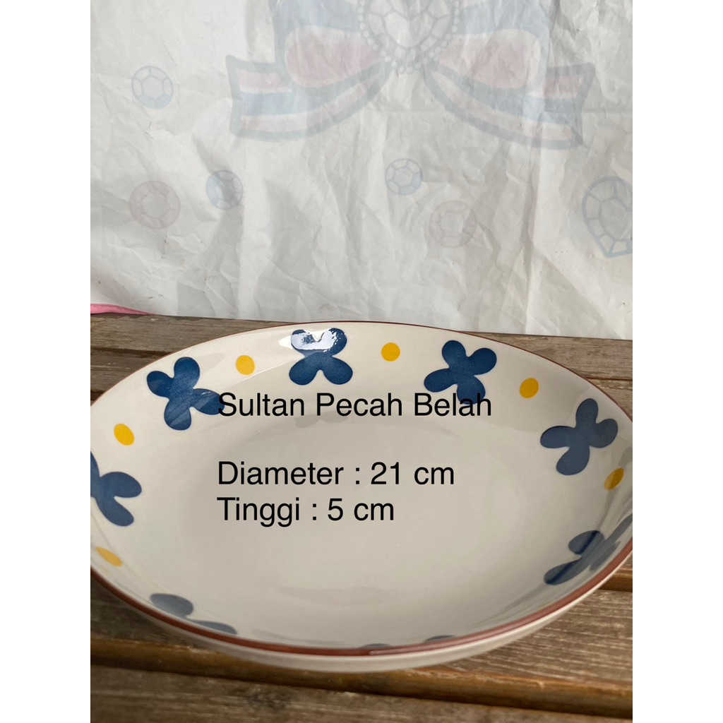 Piring keramik motif xblue elegan piring keramik murah lucu tebal