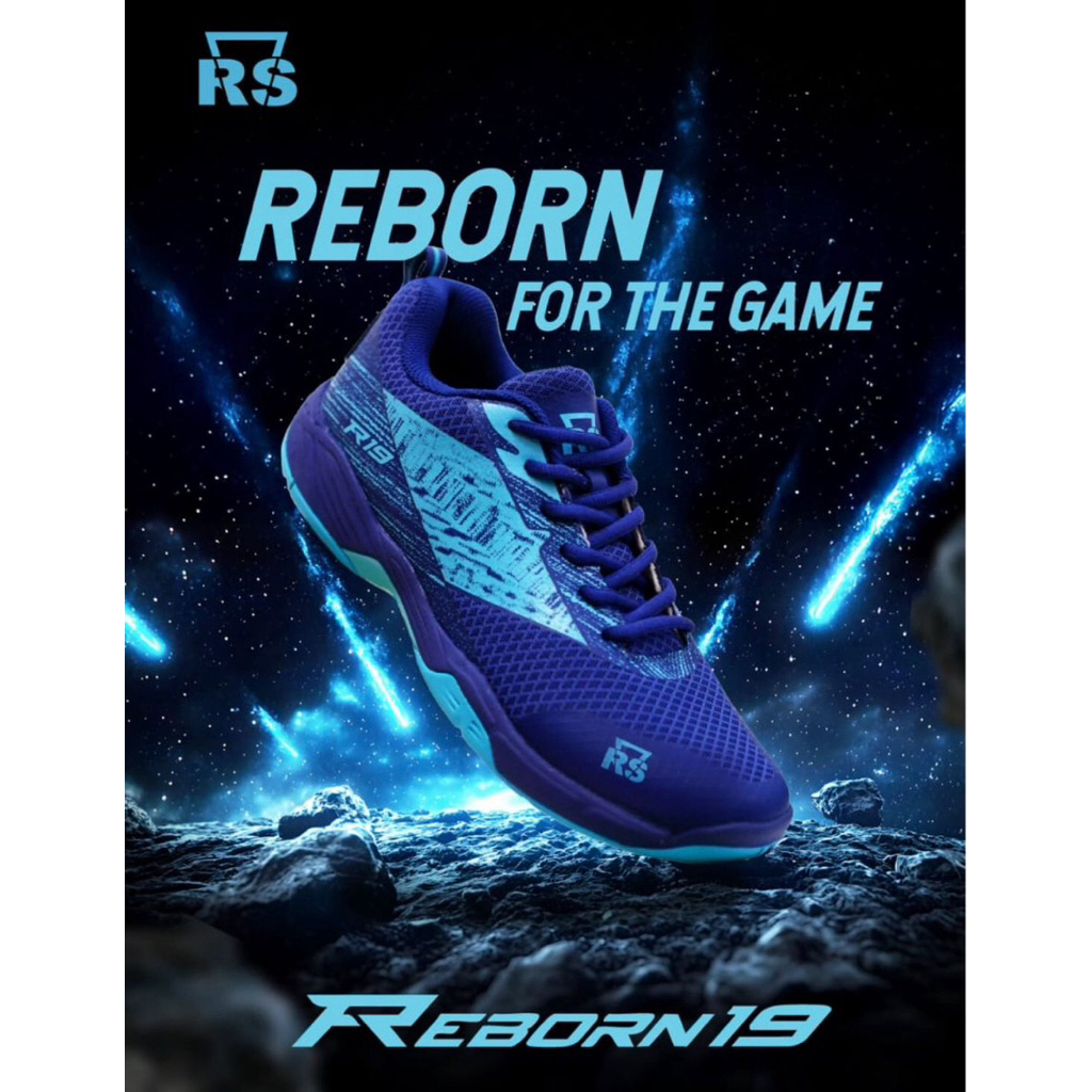 Sepatu Badminton Bulutangkis RS Reinforce Speed Reborn 19 Biru Turquoise Original
