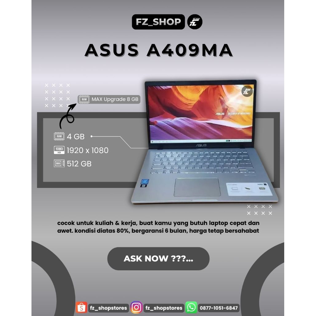 ASUS LAPTOP A409MA | A409M | X409MA | X409M