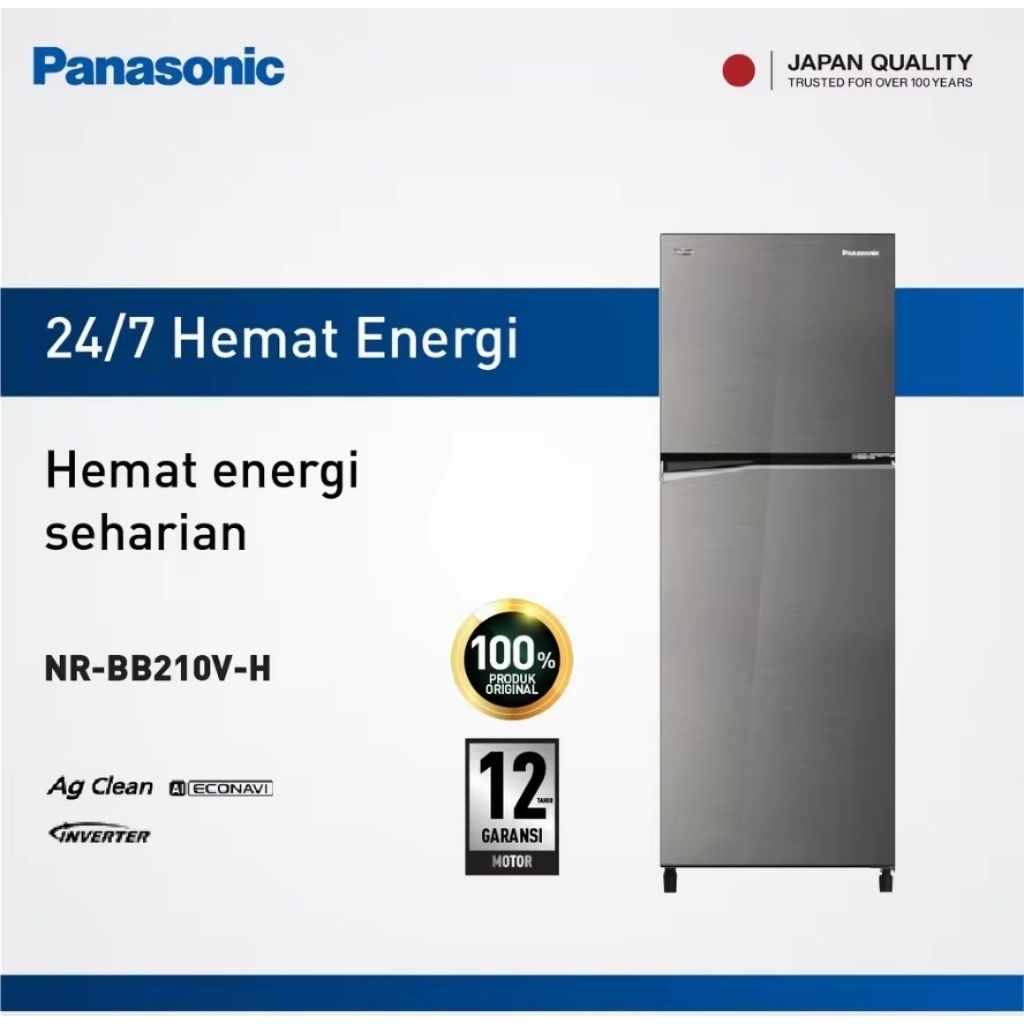 Panasonic NR-BB210VH Kulkas 2 Pintu Inverter 210 Liter