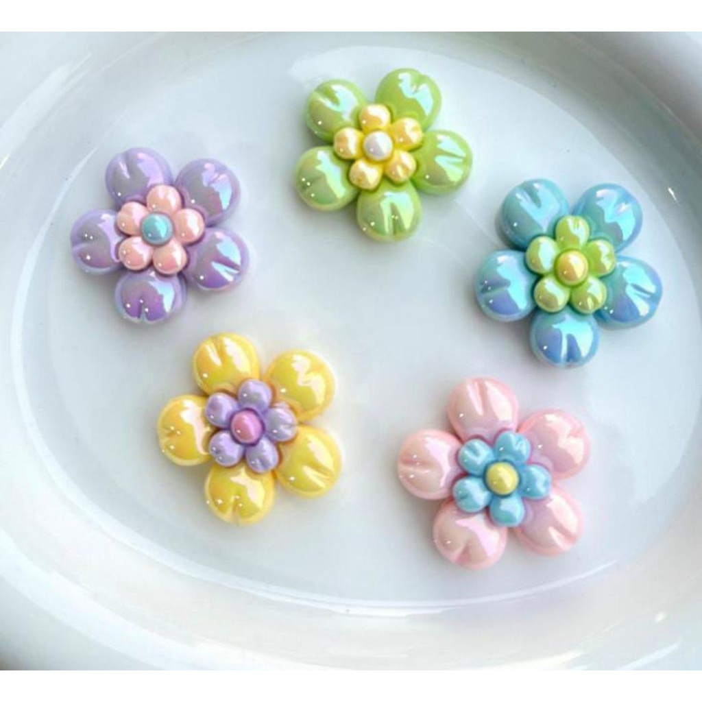 (10 PCS MIX RANDOM) MANIK LUXURY BUNGA WARNA PASTEL CANTIK MANIK IMPORT