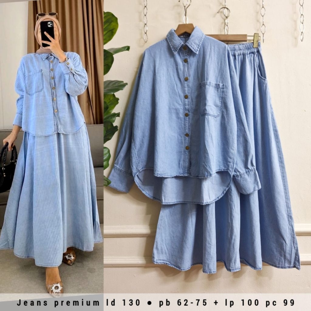 Setelan rok jeans jumbo premium