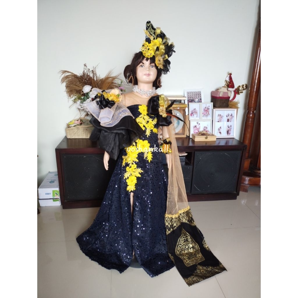 Dress evening gown anak mix batik Wastra Nusantara shinta