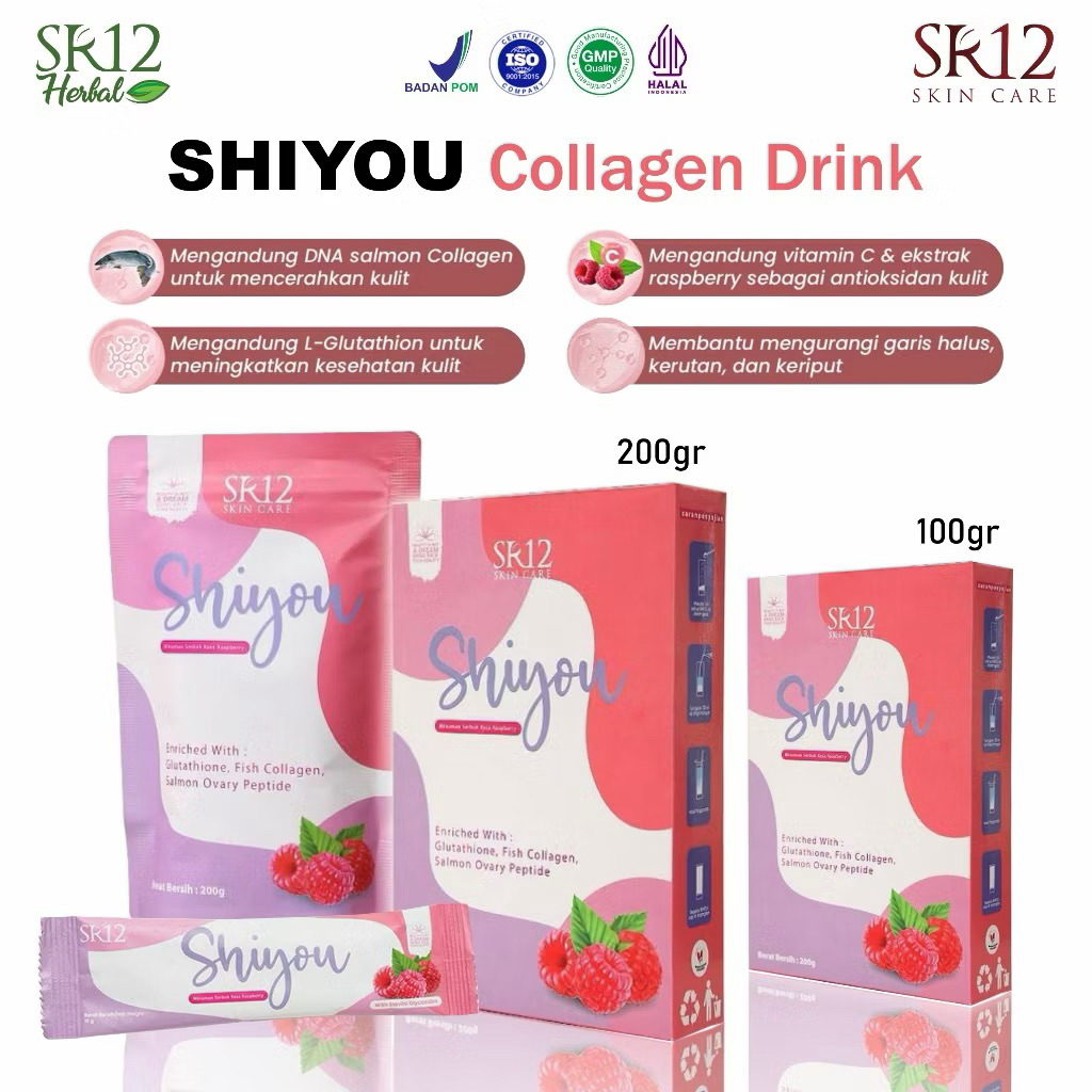 SHIYOU COLLAGEN DRINK SR12 MINUMAN KOLAGEN PEMUTIH KULIT WAJAH BADAN WITH DNA SALMON GLUTATION| MINU