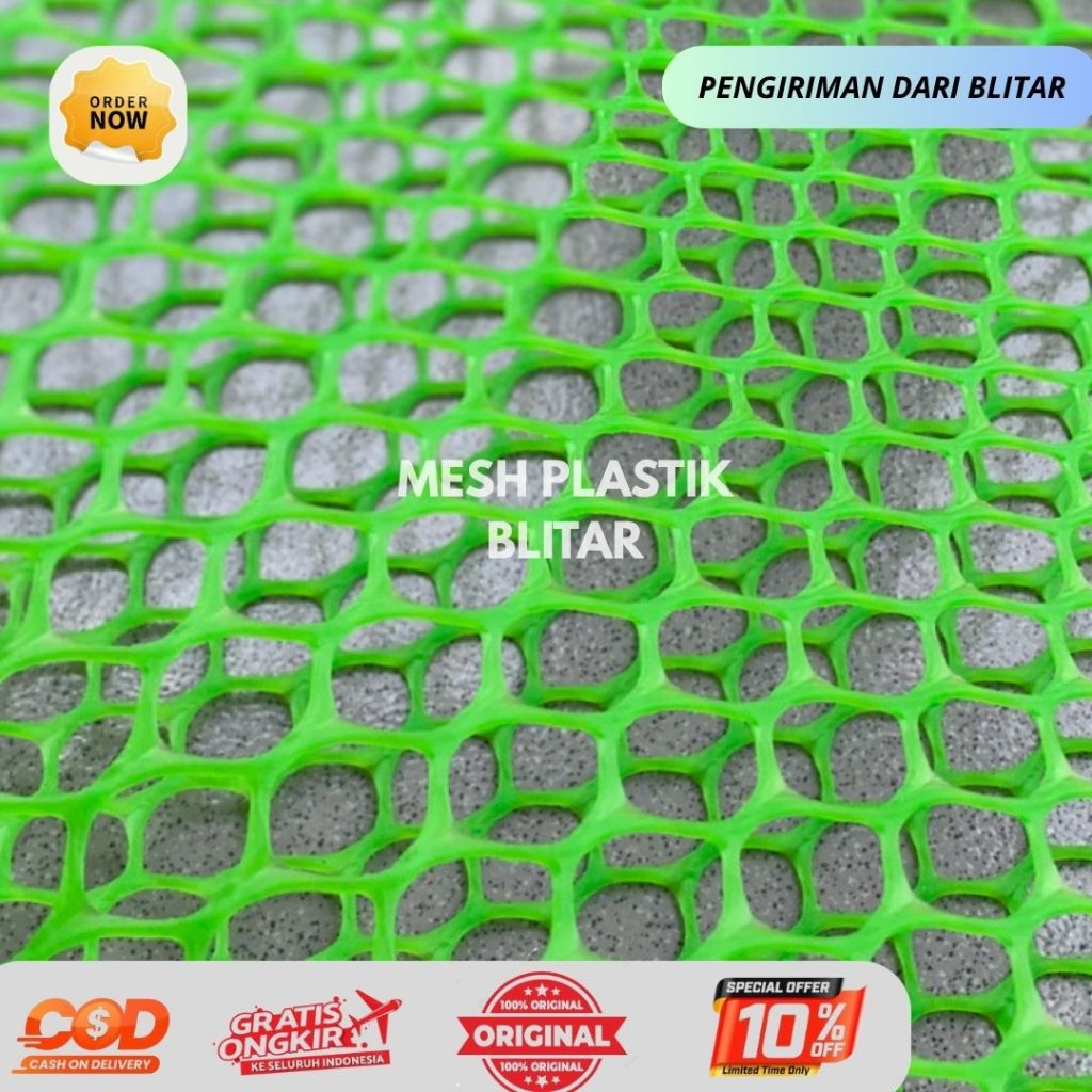 Ram jaring plastik HIJAU ECER Lebar 2 meter alas lantai ayam | jaring kandang ayam | jaring pagar ta