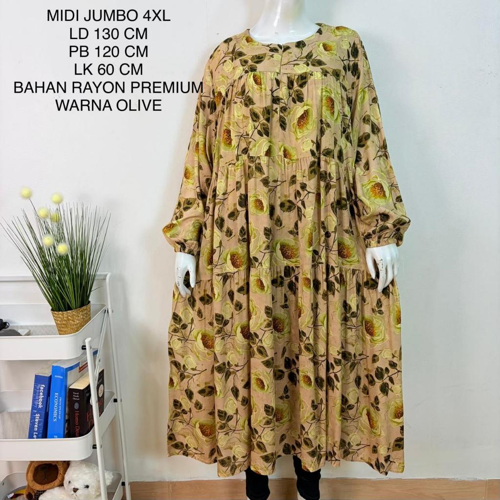 Midi Jumbo Ld 130 Cm Bahan Rayon Premium Koleksi Terbaru - Hana Long Tunik