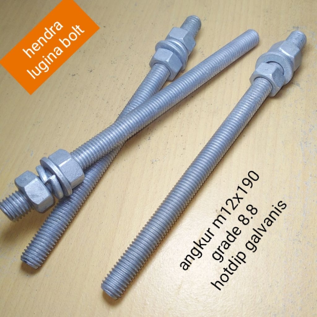 angkur lem m12x190 angkur Hilti m12 baja grade 8.8 anchor bolt long drat baja m12x190 stud bolt baja