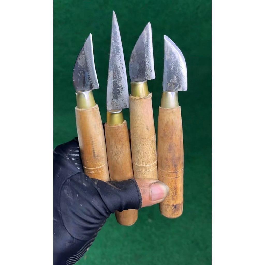 pisau serut bambu grafting okulasi bonsai bahan plat baja gagang kayu kuat