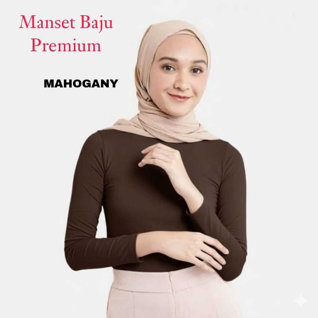Manset Baju Inner Polos Lengan Panjang Bahan Spandek Rayon Premium Lembut adem Mahogany