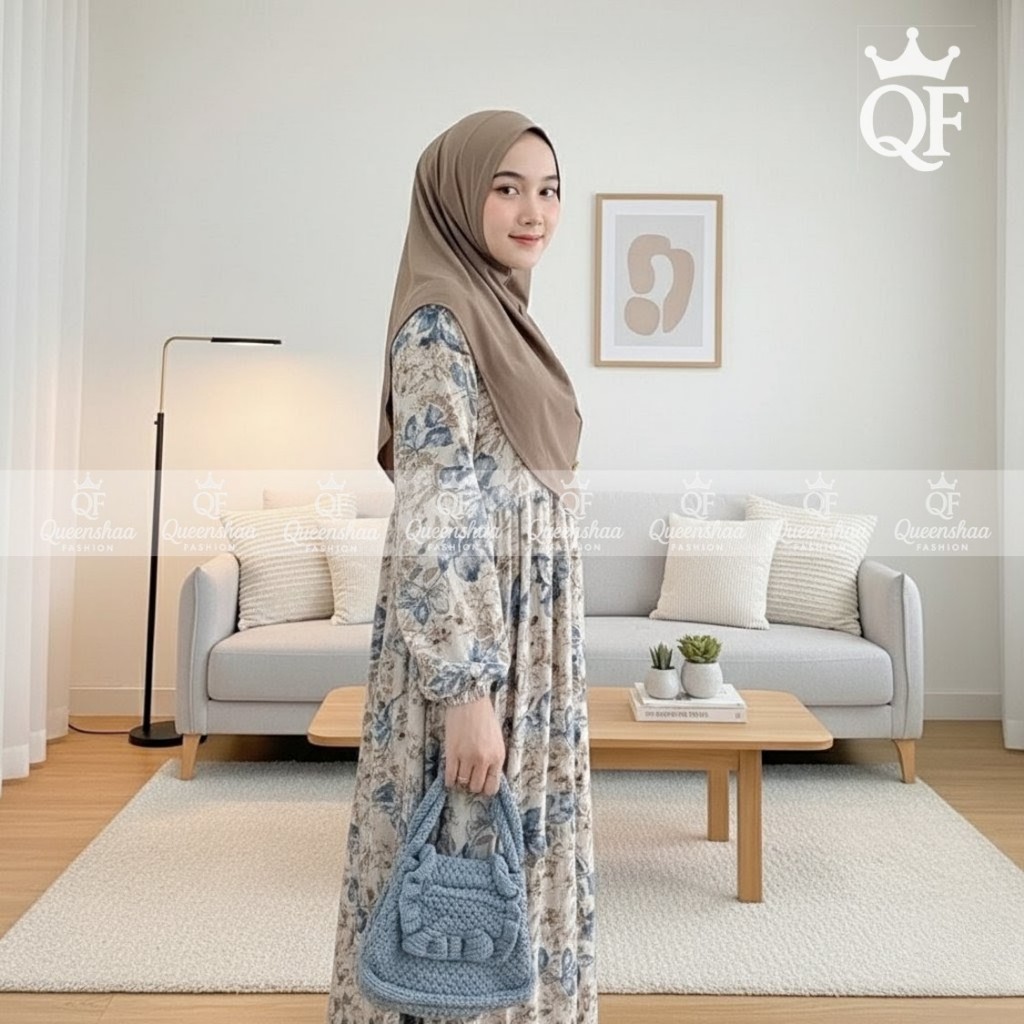AUREL MIDI DRES MOTIF BUNGA PREMIUM / GAMIS VIRAL KEKINIAN