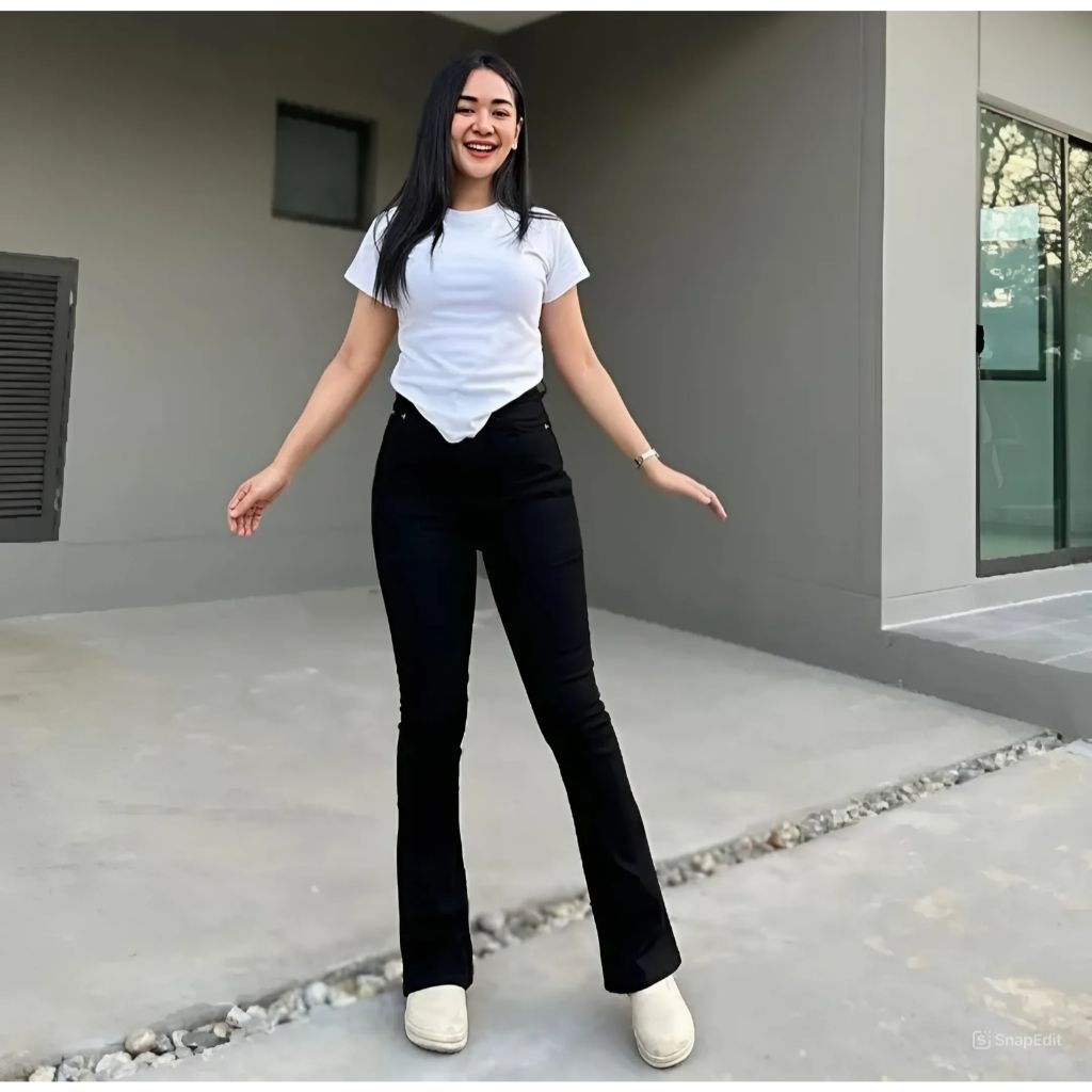 HW Cubtray Jeans Loose Pants Wanita Premium Hitam Melar