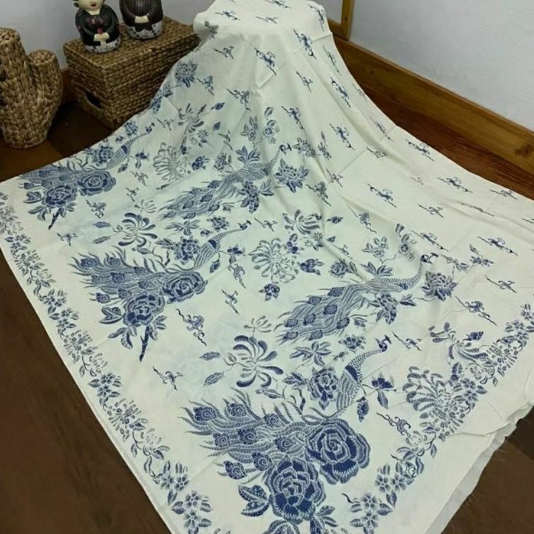 (ORIGINAL) KAIN BATIK SOLO BURUNG MERAK MAWAR BIRU