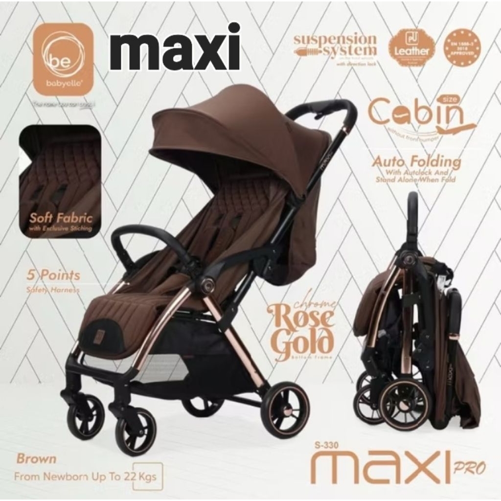 Stroller Babyelle Maxi Pro S 330 Frame Rose Gold / Babyelle Enzo