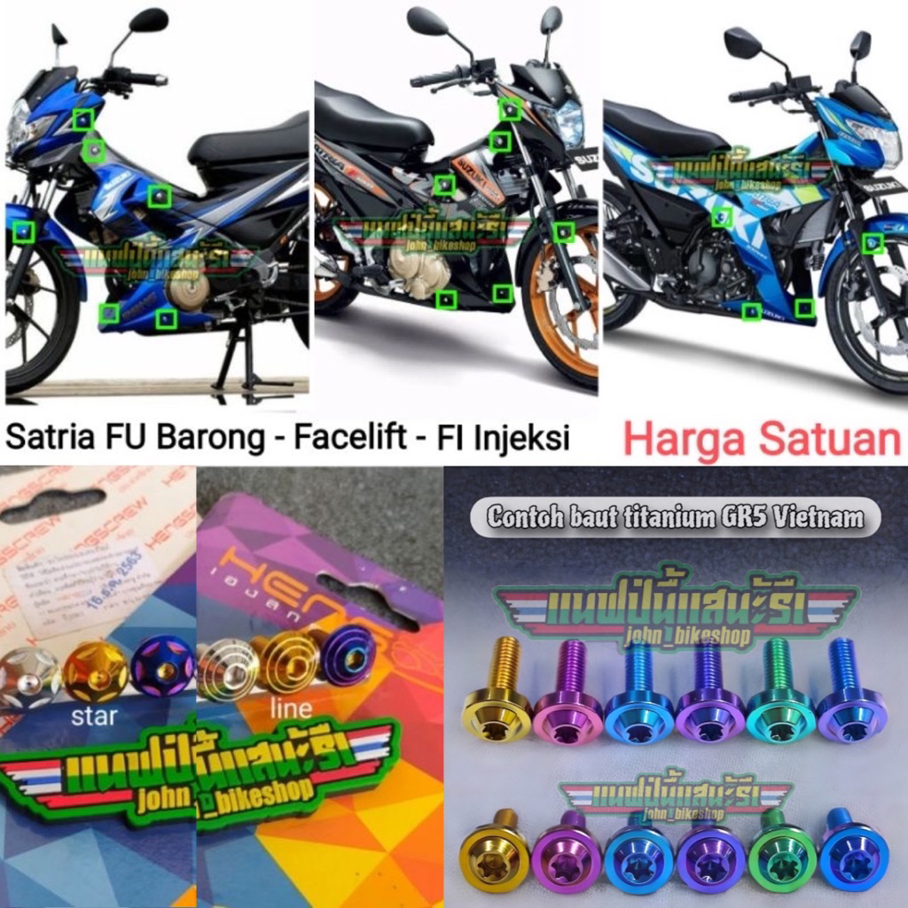 (HARGA SATUAN) Baut Bodi Body Sayap Kepala Spakbor Raider Satria F FU Facelift FI Injeksi Probolt Ti