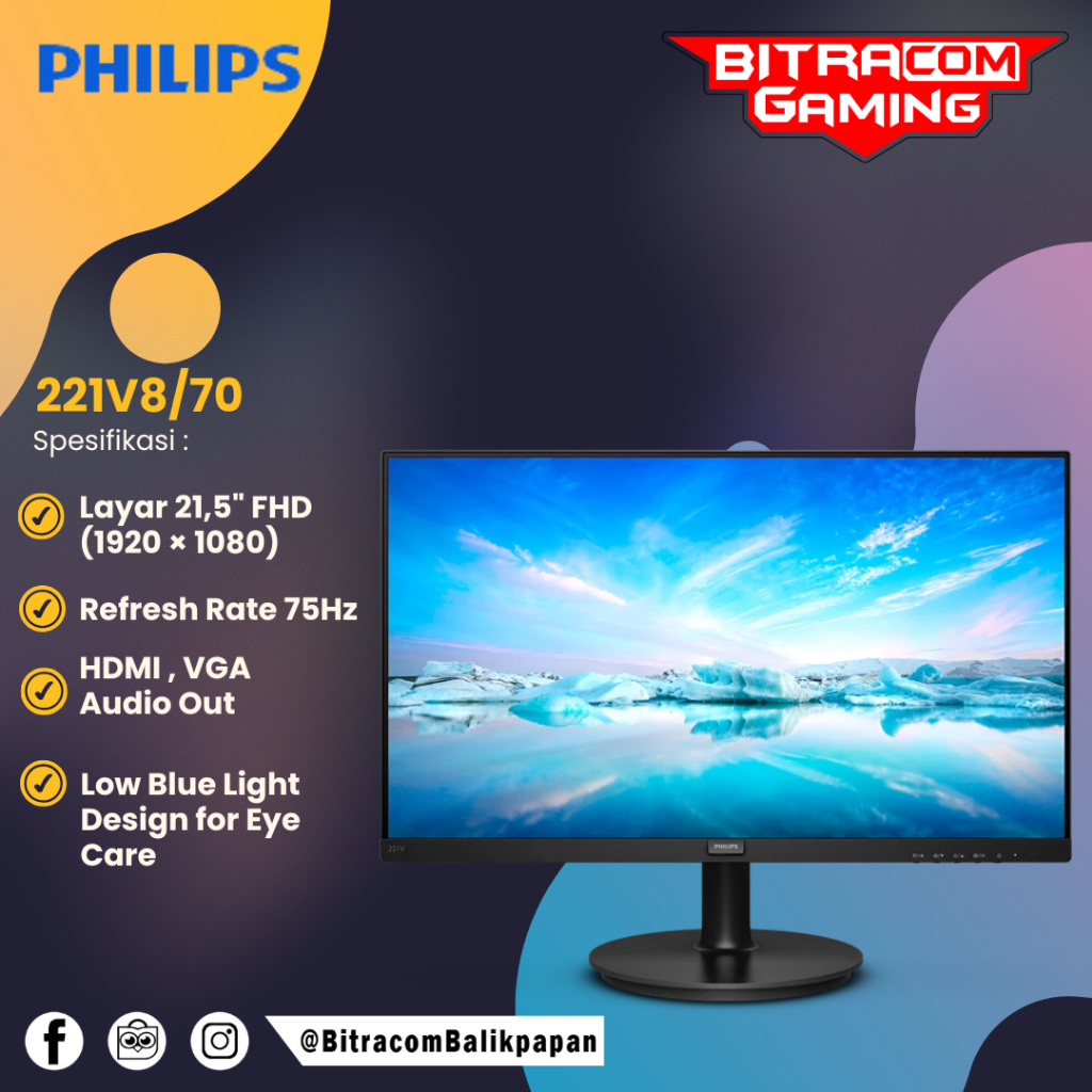 Monitor Philips - Monitor 221V8/70 - LED Monitor 21.5"