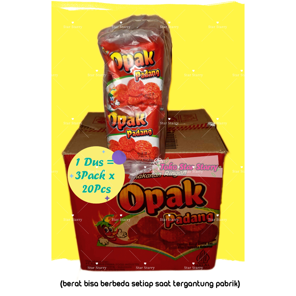[Per Dus] 30Pcs Keripik Opak Padang Snack Opak Padang Snack Viral 15gr Halal MUI Snek Opak Padang Ke