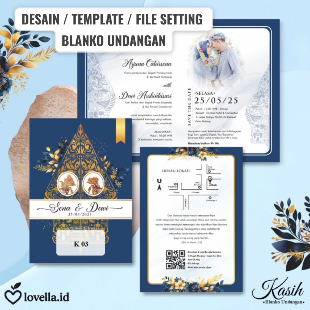 File Setting CDR Undangan Blanko Kasih 03 - Template Desain Undangan Siap Edit