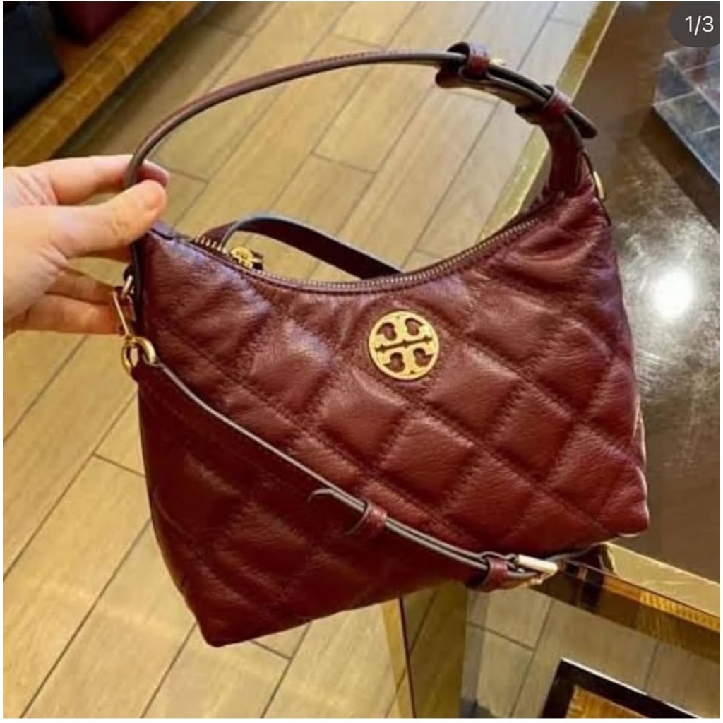 Ready TB Willa Mini Hobo Crossbody Quilted Leather Clared