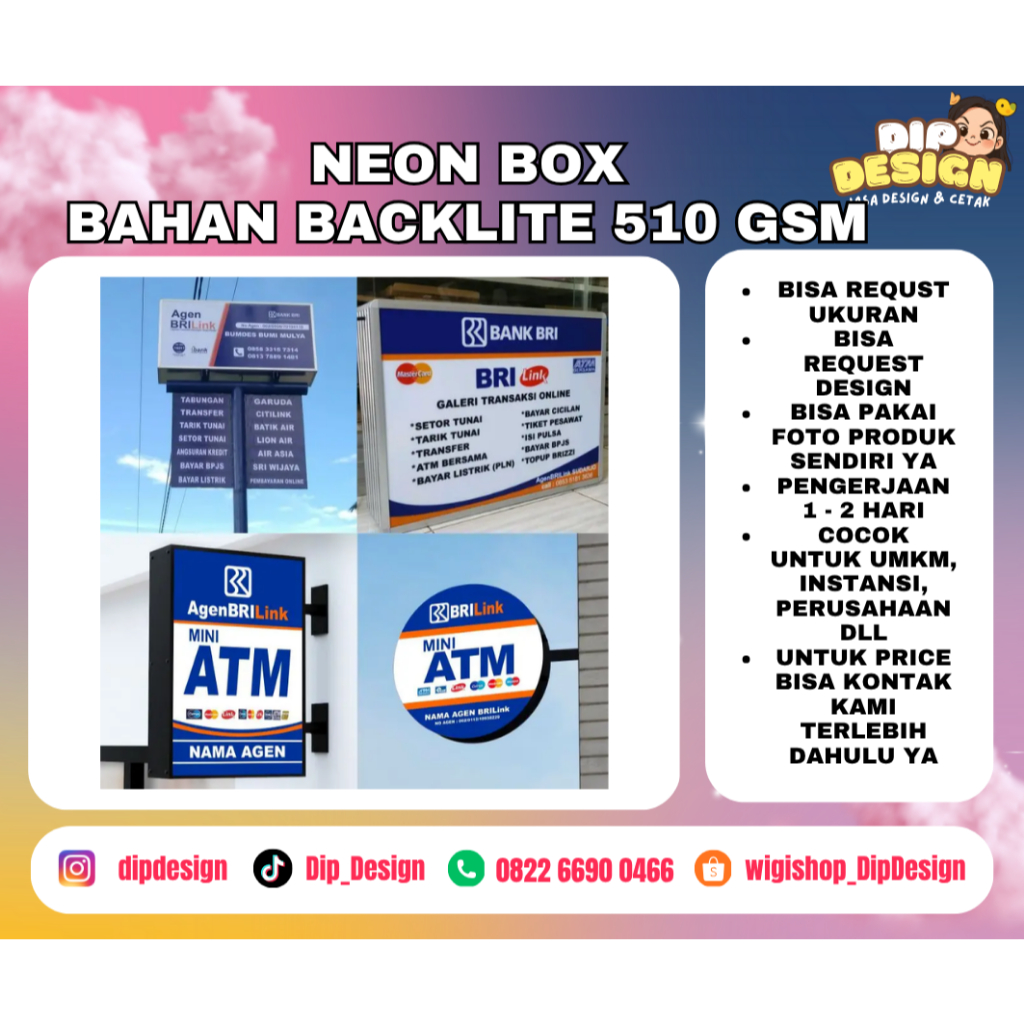 Cetak Outdoor Bahan Backlite 510 gsm, neon box - Backlite SAMARINDA