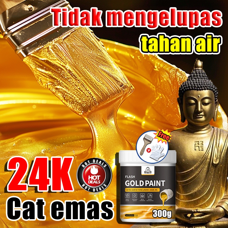 cat gold emas FREE Kuas Emas Cat Gold Cat Kayu dan Besi Emas Cat Emas Air Cat Kayu Gold Emas Cat dau