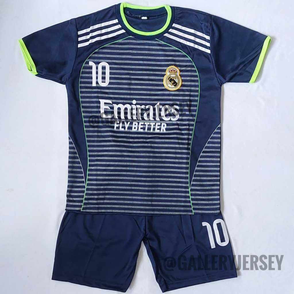 SETELAN BAJU BOLA ANAK ANAK SETELAN JERSEY ANAK ANAK REAL MADRID NAVY MBAPPE SETELAN REAL MADRID ANA