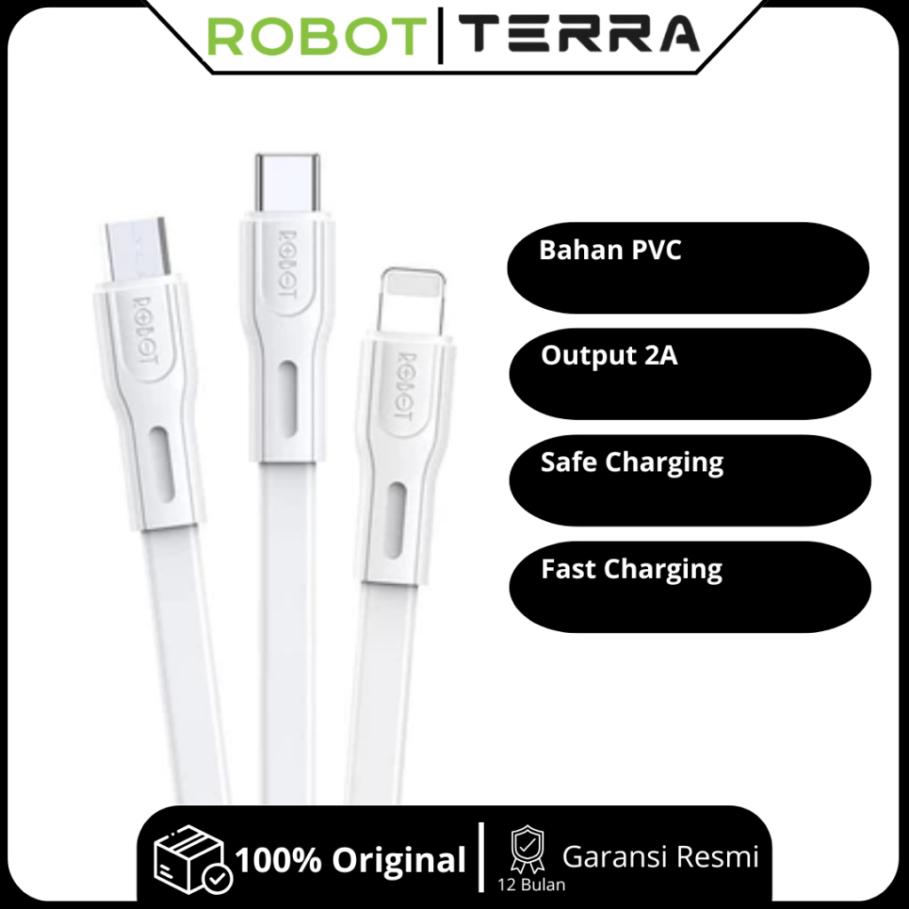 ROBOT Kabel Data RDM100S/RDL100S/RDC100S Smartphone Micro USB Type C Lighting 1M Data Cable Original
