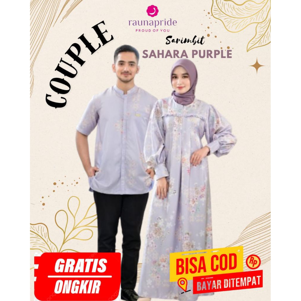 SARIMBIT COUPLE SAHARA PURPLE BY RAUNA 2026/SARIMBIT LEBARAN/SARIMBIT COUPLE/GAMIS DAN KOKO/SARIMBIT