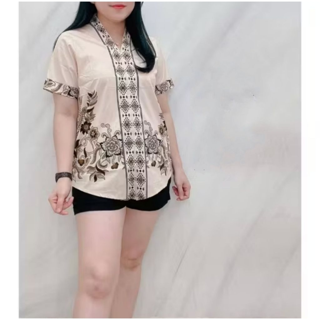 Blouse Batik Merah Imlek Atasan Batik Wanita AB-26