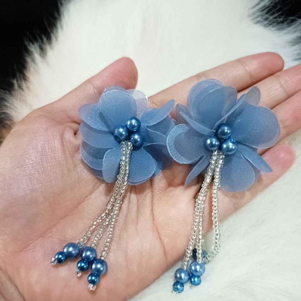 Hiasan Bunga Organza Elegan Multifungsi ,bunga juntai 3,kain organza,Bunga Kain Organza Mini Hiasan 