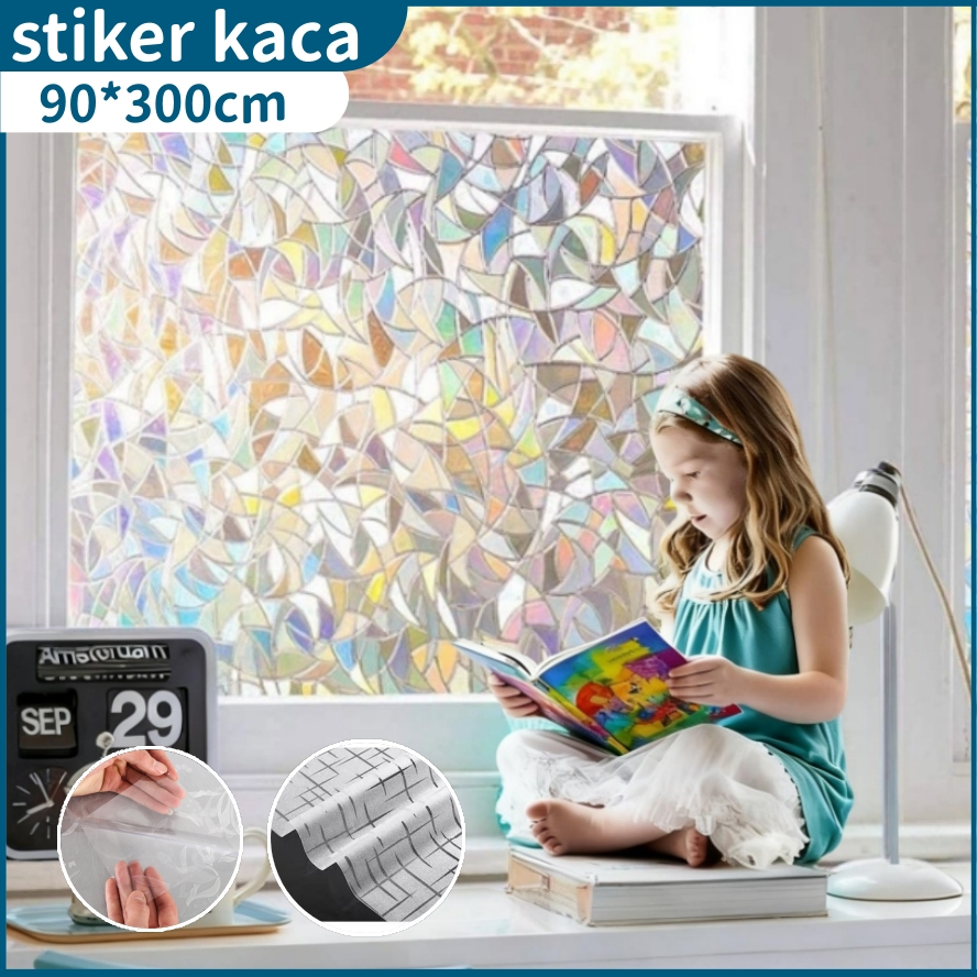 [COD]sticker kaca jendela rumah 3d minimalis 90cm*300cm stiker kaca kamar mandi tahan air sticker ka