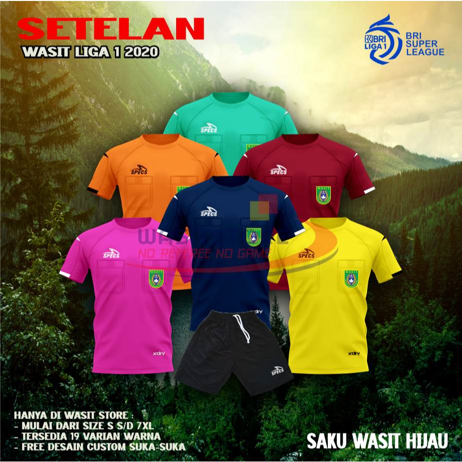 SETELAN BAJU WASIT SPCS LIGA 1 2020 BAJU DAN CELANA ( SAKU WASIT HIJAU )