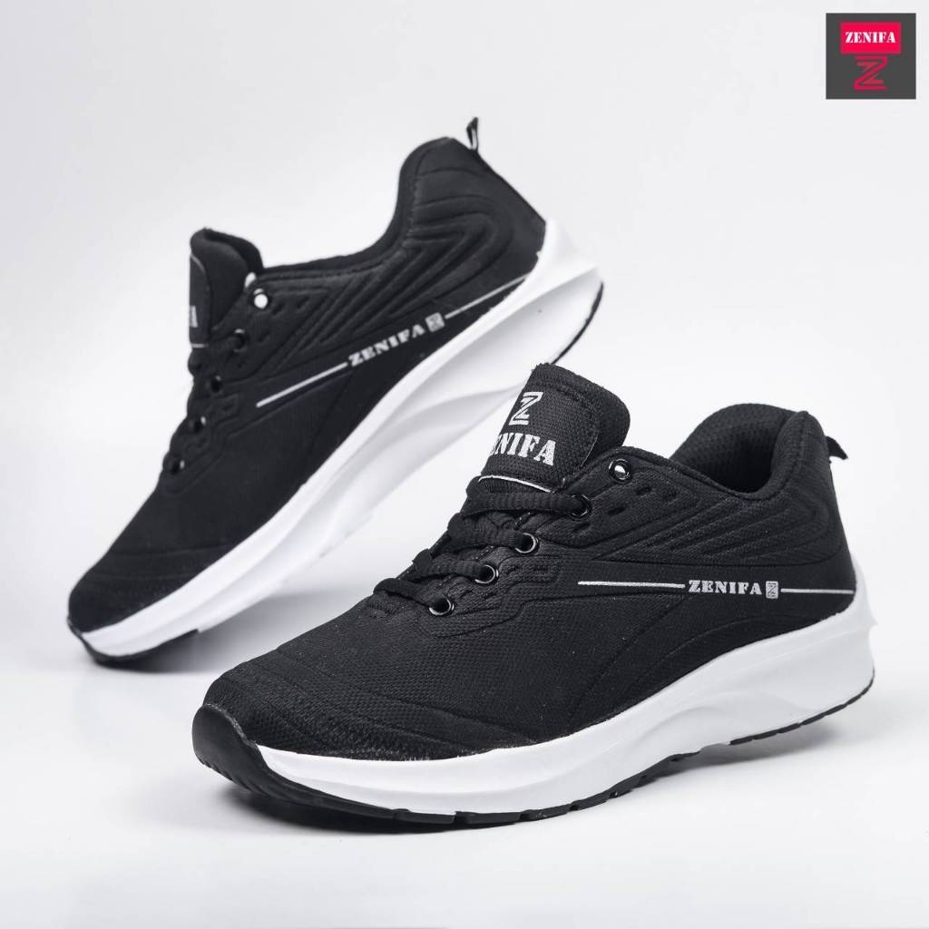 Zenifa - Sepatu Sneakers Pria Kanvas Hitam Sport