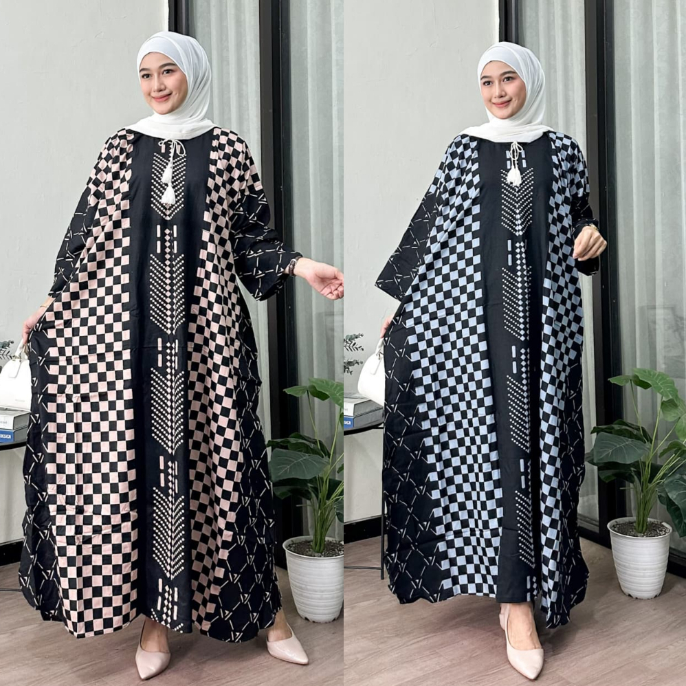 Batik Monggo Kerso - Hafsha Kaftan Abaya Batik - Kain Rayon Premium Busui Frendly