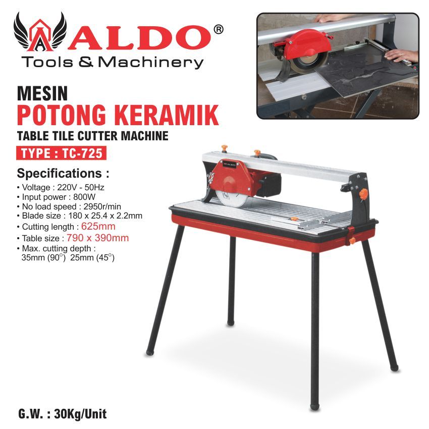 MESIN TABLE TILE CUTTER WITH STAND TC-725 / MESIN POTONG KERAMIK ALDO