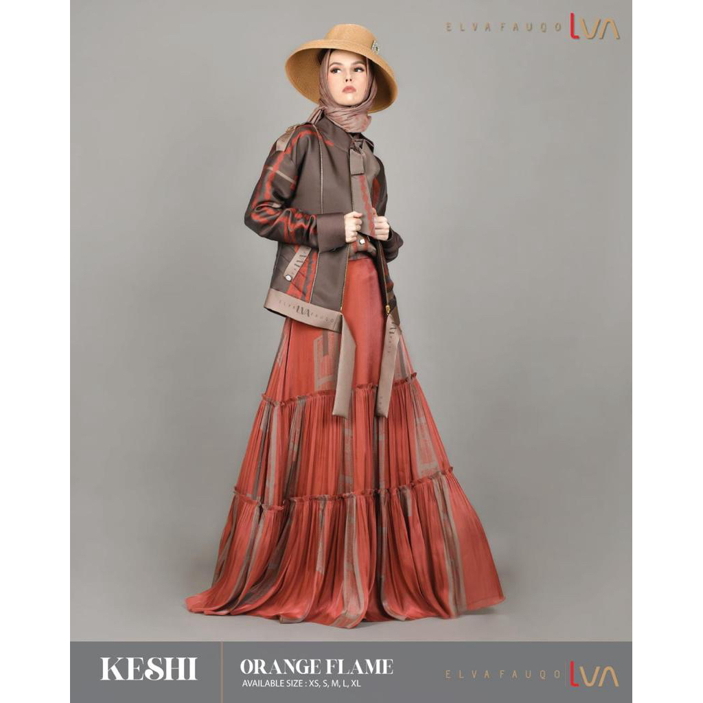 SETELAN ROK KENSHI LVA SYARI NUANSA ORANGE BATA /SETELAN ROK MUSLIMAH PREMIUM KEKINIAN ORIGINAL PROD