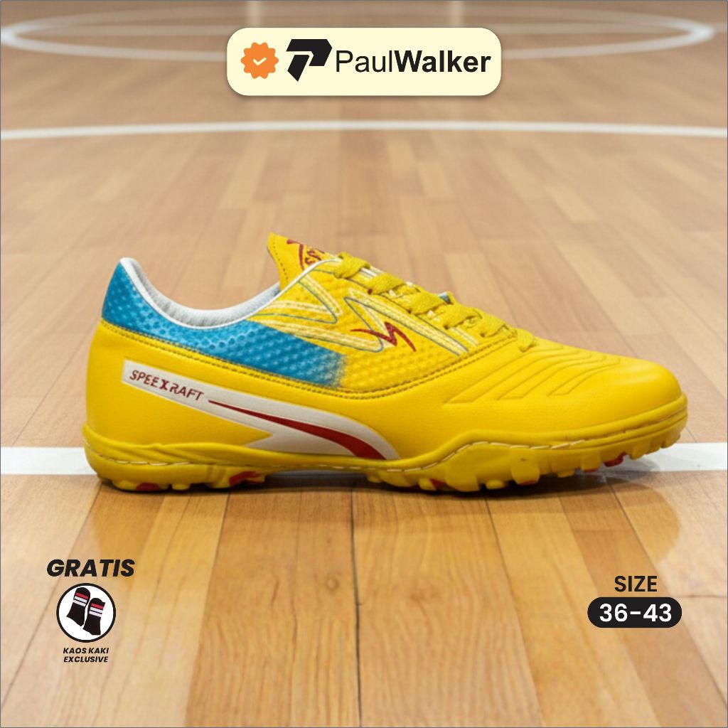Sepatu Futsal Anak dan Dewasa Specs Accelerator Yellow Blue Sudah di Sol Paul Walker ID