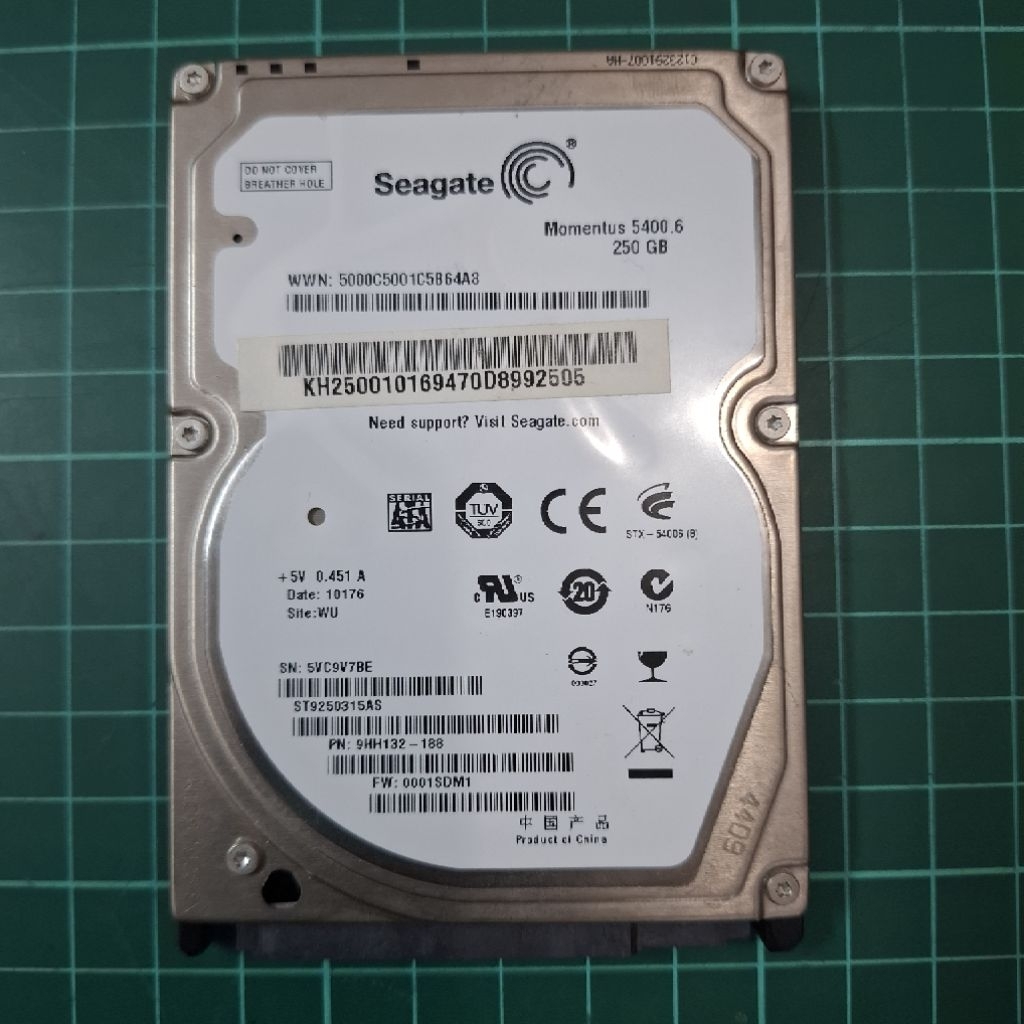 Hardisk 250GB Seagate Momentus 5400.6 bekas rusak