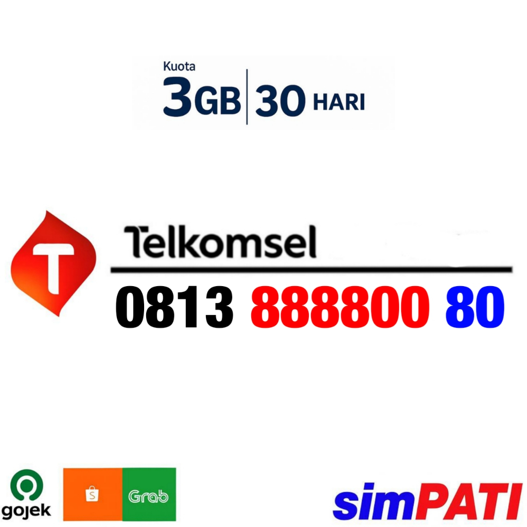 INCLUDE KOUTA 3GB - Kartu Perdana Nomor Cantik Telkomsel Simpati - O813 888800 80