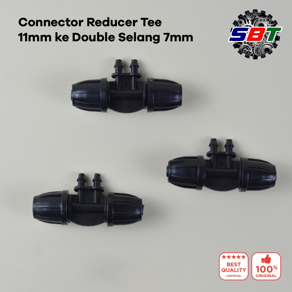 Connector Tee Reducer 11mm ke Double Selang 7mm Konektor T 8-11 4-7 mm Lock Type