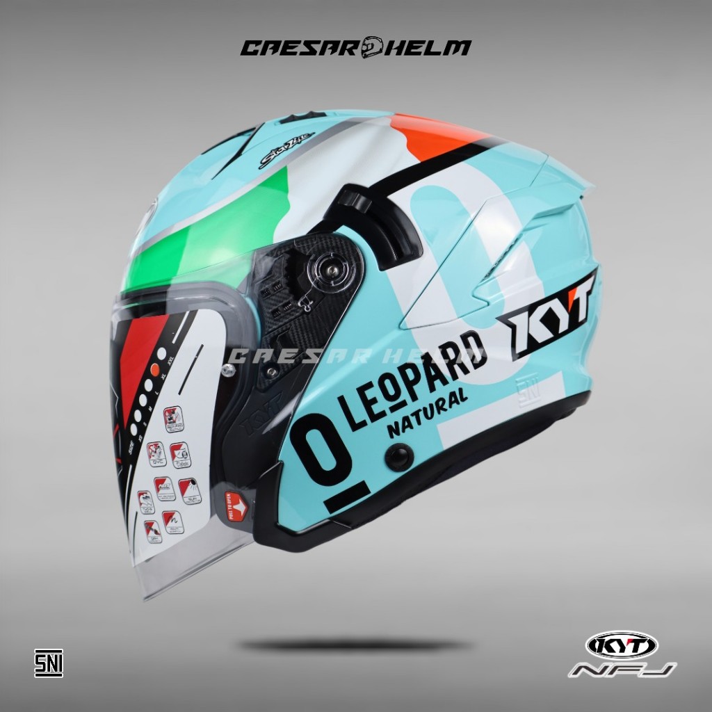 KYT NFJ Motif - Dennis Foggia Leopard Italy - Double Visor - Helm Half Face