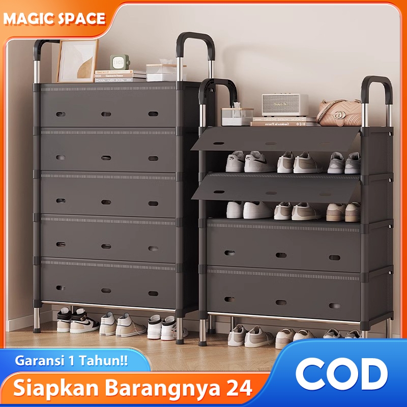 MAGIC Rak Sepatu Susun Plastik Tertutup Tahan Debu /Rak Sepatu Besi Kuat Tebal Kokoh