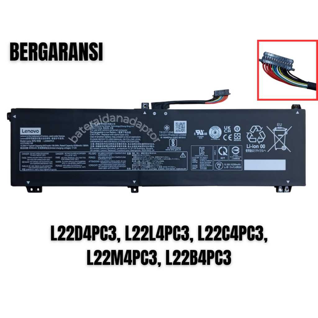LENOVO BATTERY LAPTOP Legion Slim 7 16IRH8 Y9000X 2023 L22M4PC3 L22B4PC3 L22C4PC3 L22D4PC3 L22L4PC3 