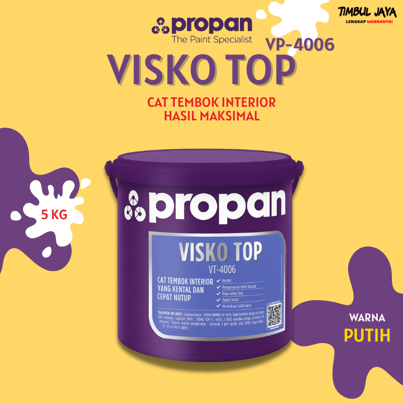 Cat Tembok Propan 5Kg Visko Top White 9144 / Cat Tembok Putih Bersih / Cat Putih 5kg Tembok