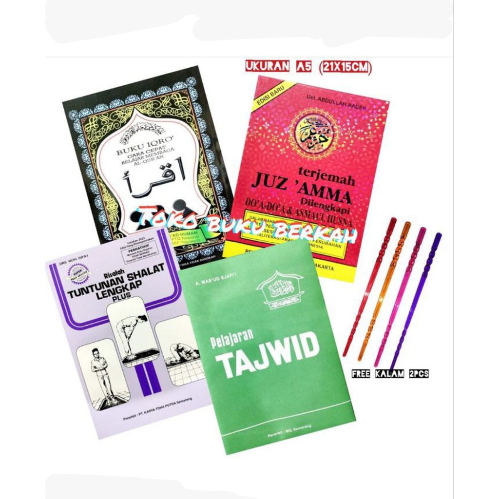 PAKET 4 IQRO TAJWID JUZAMMA SHOLAT TP UKURAN BESAR A5