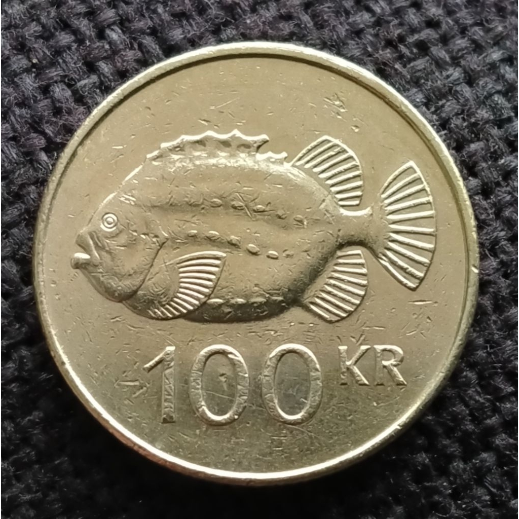 Koin kuno negara Islandia 100 Kronur Ikan Lumpfish 2007 - 2011