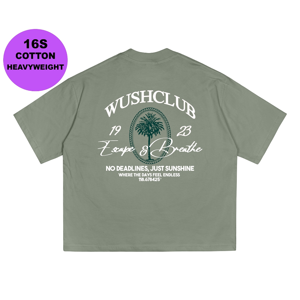 WUSH CLUB 16S BOXY FIT HEAVYWEIGHT TEE BAJU KAOS DISTRO PRIA WANITA OVERSIZE COTTON COMBAD CILL SAGE